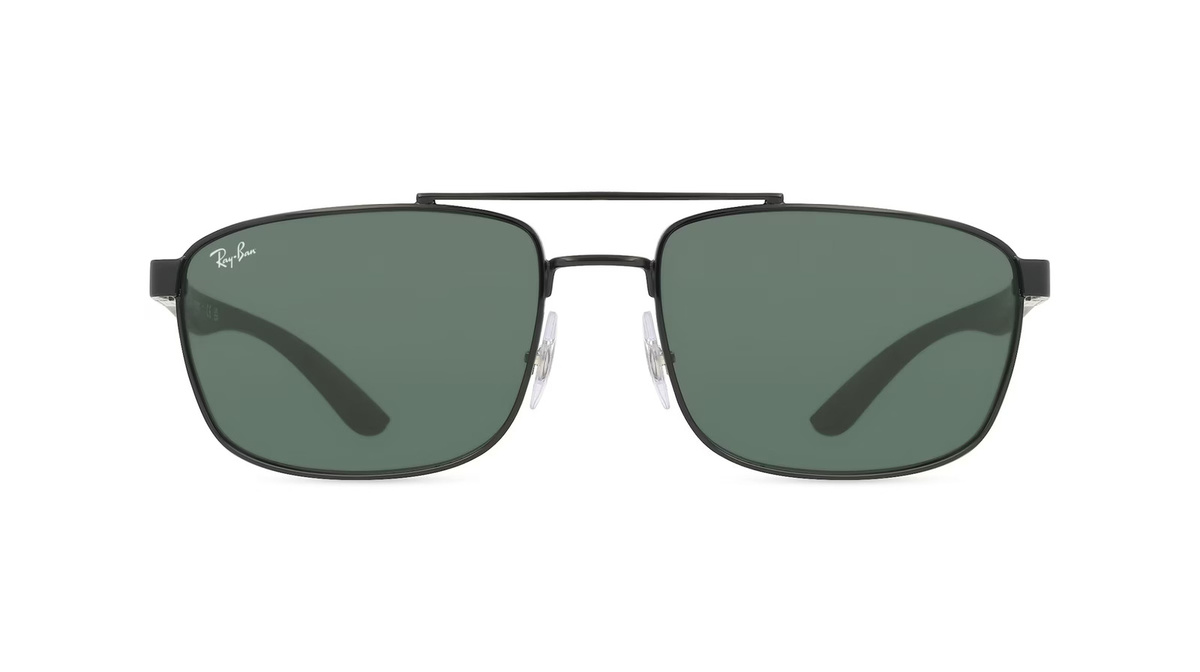 Ray-Ban 0RB3737 Sonnenbrille, Vollrand, Quadratisch, Metall, Unisex, schwarz, grün - Bild 1