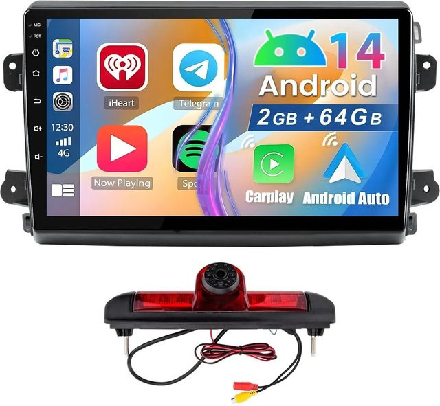 Junsun Autoradio mit GPS und Bluetooth für Fiat Ducato, Peugeot Boxer und Opel Movano (2021-2024) inklusive Rückfahrkamera in Schwarz mit 9,0 Zoll Display - Bild 1