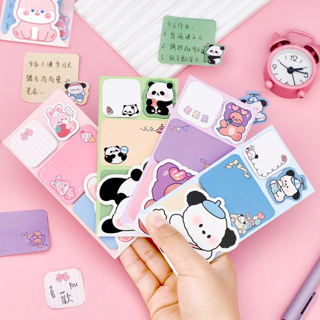 Lytwtw's Haftnotizen und Notizblock mit Tier-Motiven Panda, Hase, Bär und Hund in Lila und Mehrfarbig - Bild 1