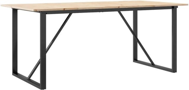 vidaXL Esstisch mit O-Gestell aus Massivholz Kiefer und Gusseisen in Braun, B/T/H: 180 x 90 x 75 cm - Bild 1
