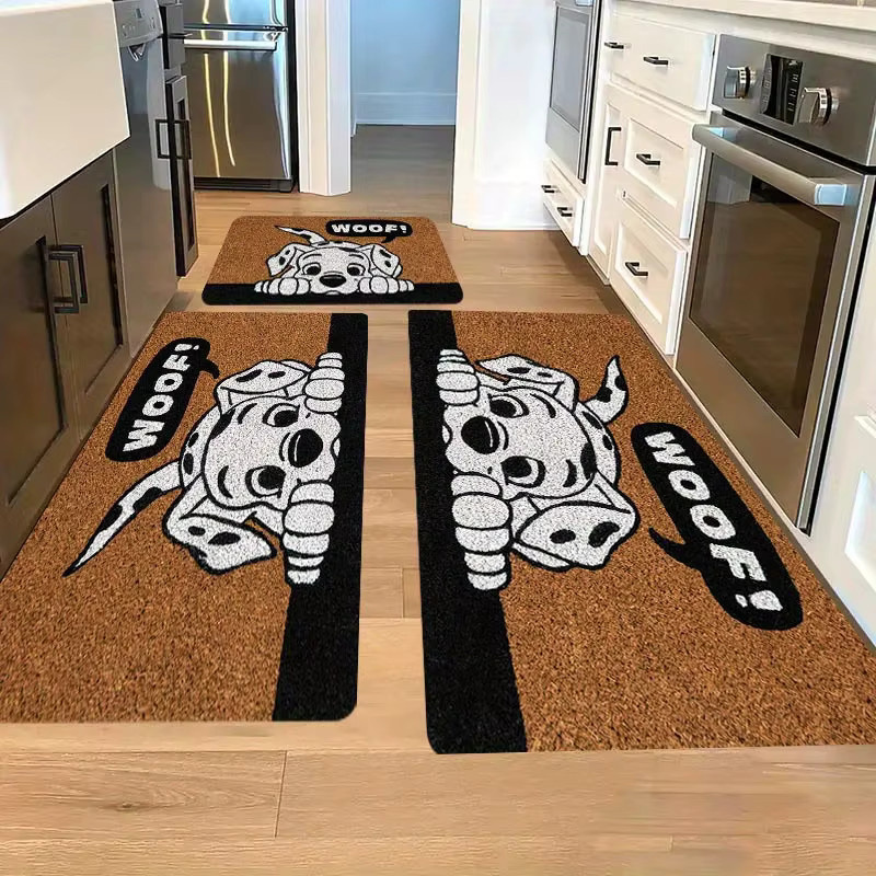 VIKAMA Dalmatiner Teppich mit Animal Print in Schwarz-Weiß, Rechteckige Fußmatte für Wohnzimmer, Küche oder Schlafzimmer, B/T: 60 x 40 cm - Bild 5