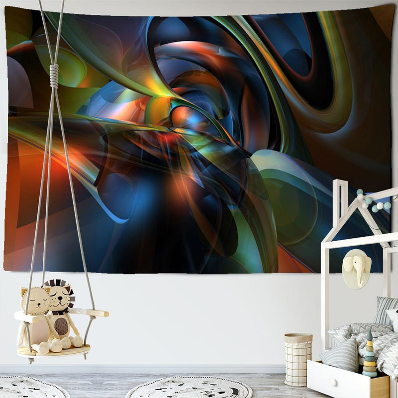 Super Six Wandbehang Dreidimensionaler Raum-Zeit-Tunnel mit geometrischen Linien im Bohemian Stil, mehrfarbig, B: 95 cm, H: 70 cm - Bild 5