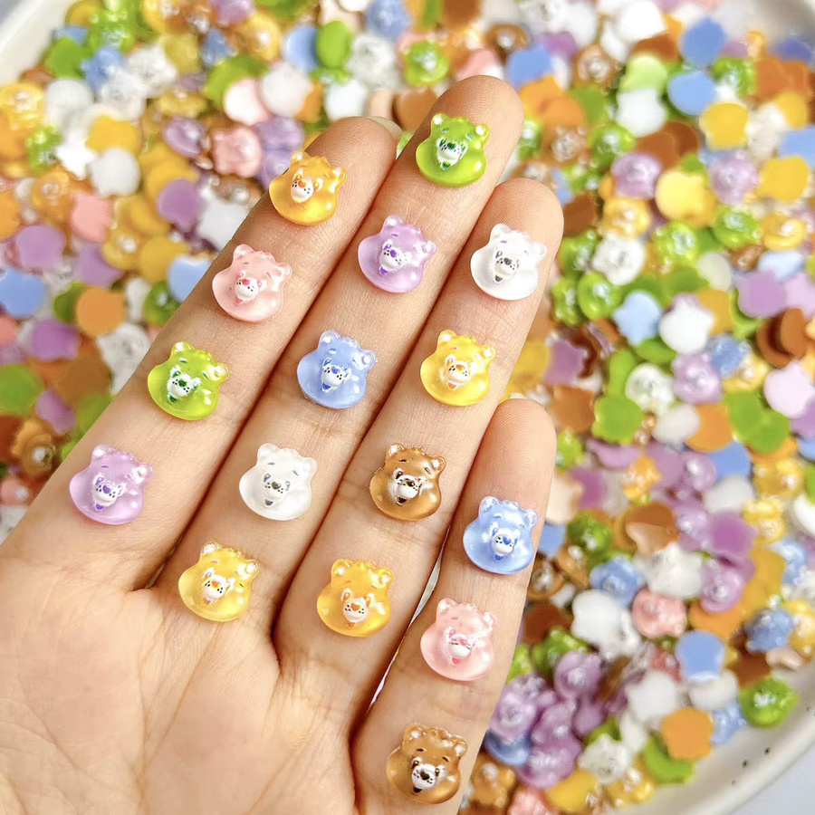 50 Stück Bär Kopf Nagel Charms, Transluzent Braun, Nail Art Dekoration - Bild 2