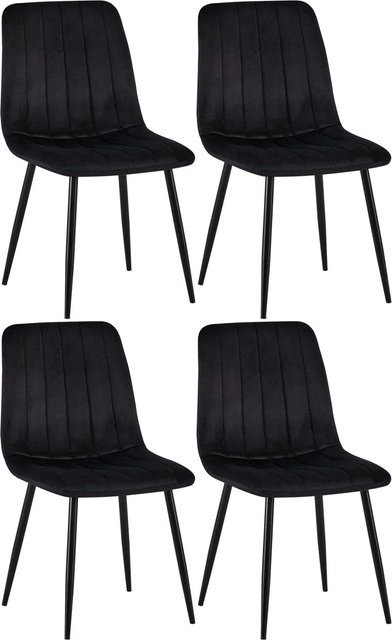 4er Set Esszimmerstühle DELUKE LENZ aus Samt mit Metallgestell in Schwarz, H x B x T: 88 x 45 x 53 cm - Bild 1