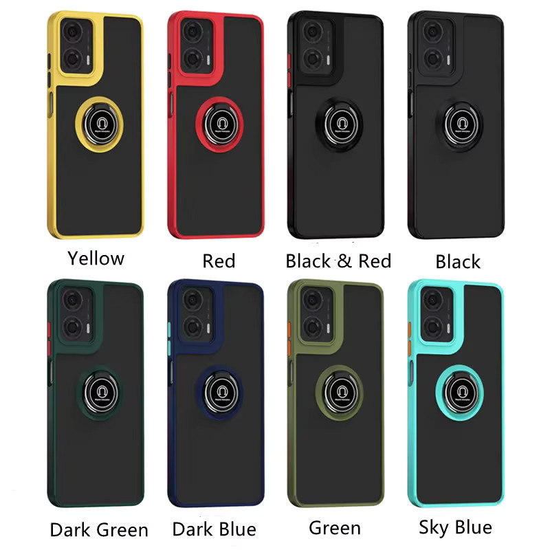 Stoßfeste Schutzhülle mit Ring-Ständer für Motorola Moto G85 G84 G54 G34 G24 G14 G60 in Schwarz mit mattem Finish - Bild 2