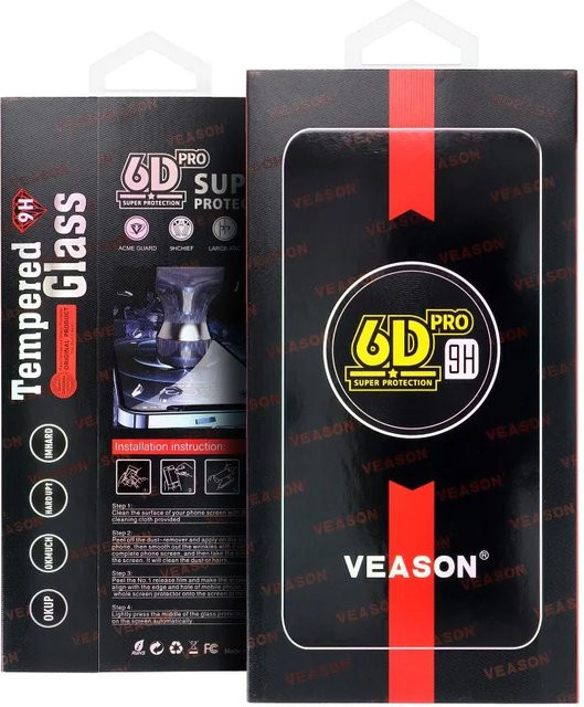 Veason PRO Displayschutzfolie aus gehärtetem Glas für Samsung Galaxy A55 5G und Samsung Galaxy A35 5G, Full Glue, 6D, Schwarz - Bild 1