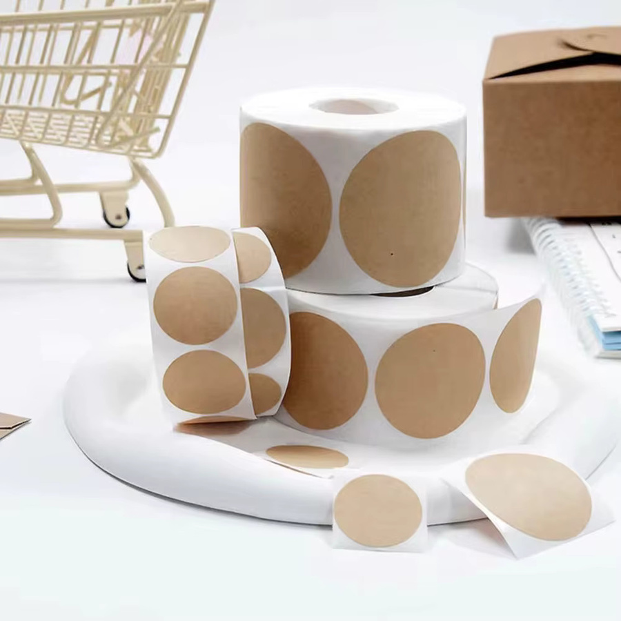 Selbstklebende runde Kraftpapier-Etiketten in Braun für Klassifizierung und Personalisierung, 500 Stück pro Rolle, Durchmesser: 2,5 cm / 3,8 cm / 5 cm - Bild 2