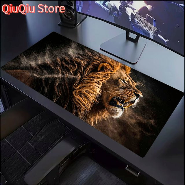 Potdemiel Mauspad Löwe Tiger mit HD-Druck, rutschfest, B/T: 90 x 40 cm - Bild 1