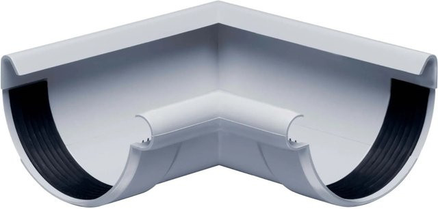 Inefa Rinnenwinkel 90 Grad Inneneck NW 150 Halbrund aus PVC in Grau - Bild 1