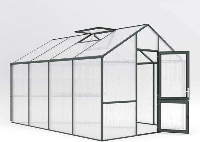 KGT Gewächshaus Dahlie IV in Tannengrün mit 12,7 m² Fläche und 16 mm HKP - Bild 1