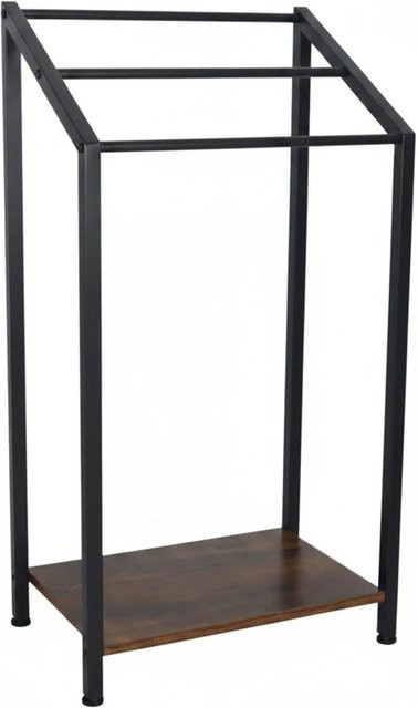 Freistehender Handtuchständer von Relaxdays im Industrial-Design aus Eisen und MDF, Schwarz-Braun, B/T/H: 80 x 43 x 28 cm - Bild 1