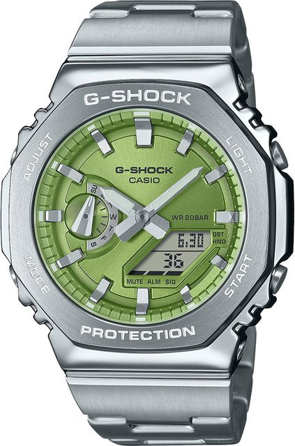 Casio Armbanduhr G-Shock Classic, Quarz, Edelstahl, Grün, 44 mm, Herren - Bild 1
