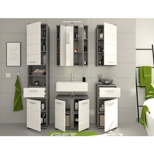 xonox.home Hochschrank Blake Hochglanz Weiß B/H/T: 35 x 191 x 31 cm - Bild 3