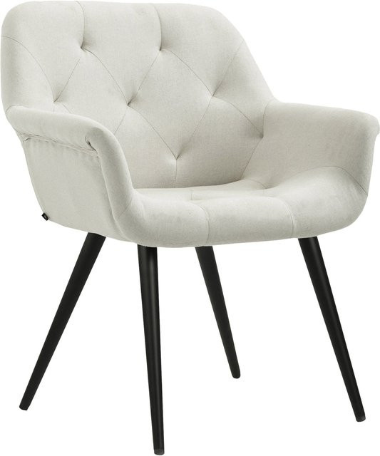 TPFLiving Esszimmerstuhl modern mit Stoffbezug und Metallgestell in Schwarz und Beige - Bild 1