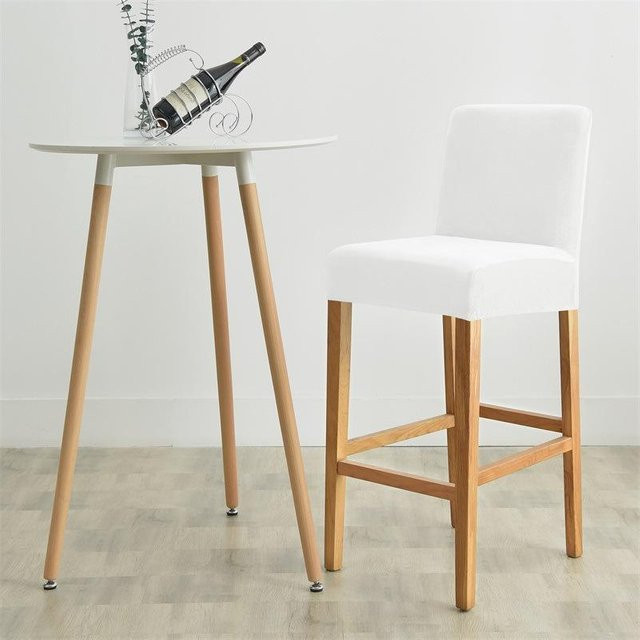 Yiran Furniture Barhockerbezug aus Samt in Milch-Weiß, elastischer Stuhlbezug für Zuhause und Hotel, B/T/H: 20 x 18 x 2 cm - Bild 1