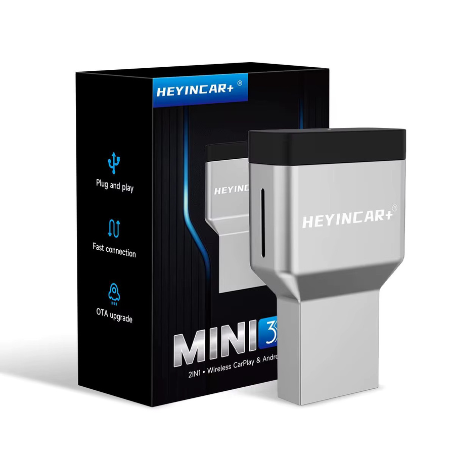HEYINCAR Mini 2-in-1 Kabelloser CarPlay und Android Auto Adapter mit USB und USB-C Anschluss für Benz, Audi und Toyota - Bild 5