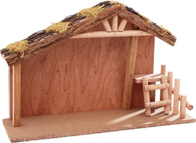 VBS Krippe Damaskus aus Holz und Moos in Braun für Weihnachten als Tischdeko - Bild 1