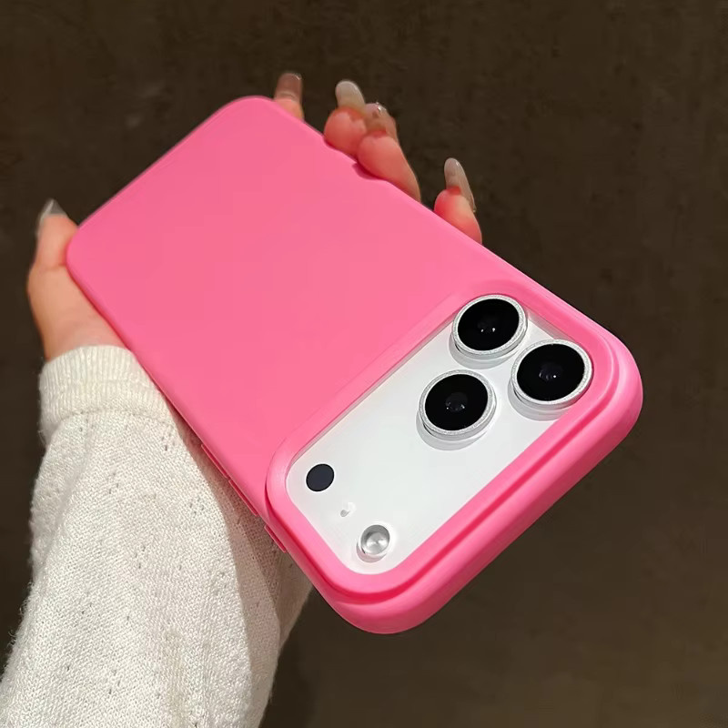 Stoßfeste Silikon-Schutzhülle in Bonbonfarben kompatibel mit iPhone 17/16/15/14/13 Pro Max und 17Air mit mattiertem TPU-Rahmen in Beige und Pink - Bild 2