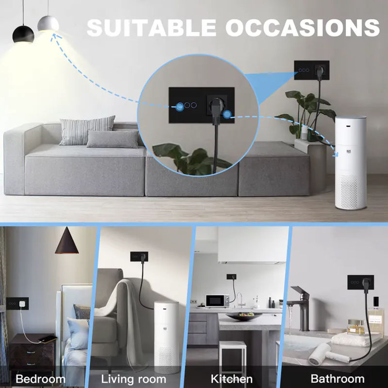 BSEED Touch Lichtschalter und Steckdose mit Glas Panel in Gold - Bild 3