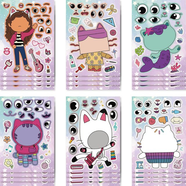Fashnics Gabby's Puppenhaus Aufkleber Lernspielzeug 12-teiliges Set - Bild 1