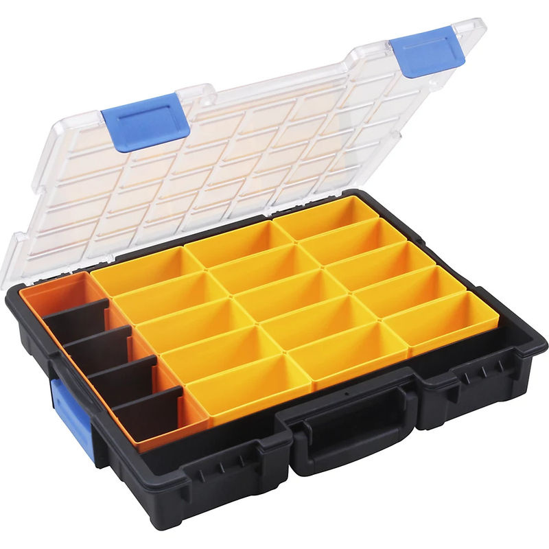 Allit Sortimentskasten mit 21 Fächern und 4 Trennstege, transparent schwarz, B/T/H: 44,0 x 35,5 x 7,6 cm - Bild 2