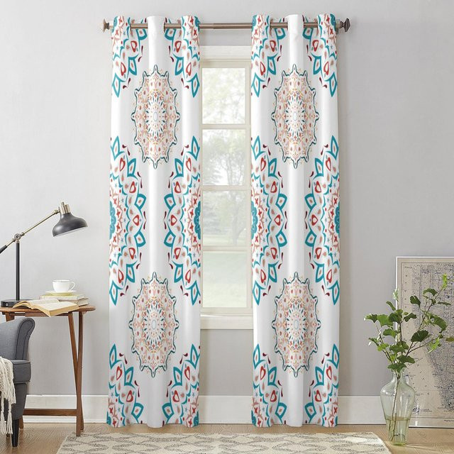 Super Six Boho Mandala Fenstervorhang mit Blumenmuster, Weiß, Breite: 135 cm, Höhe: 60 cm - Bild 1