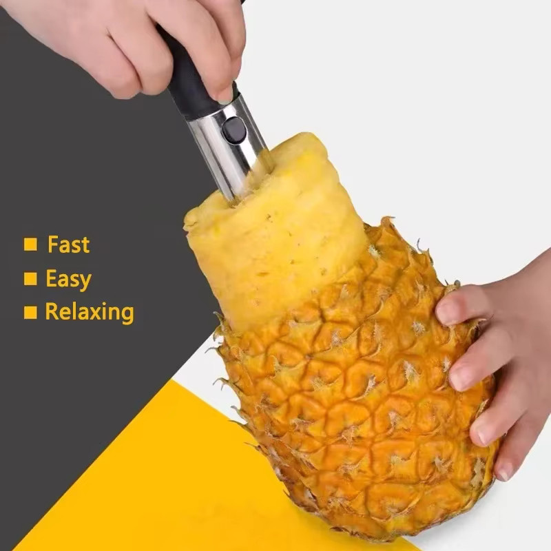 Ananas-Schneider und -Schäler aus Edelstahl in Silber und Grün - Bild 2