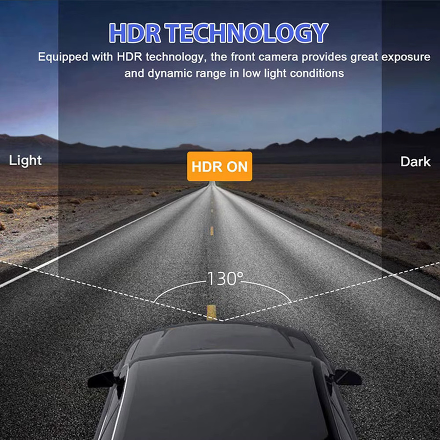 Baideluo 3-Kamera Dashcam mit 1080P Full HD, IR-Nachtsicht, Loop-Aufzeichnung und 2 Zoll IPS-Bildschirm in Schwarz - Bild 5