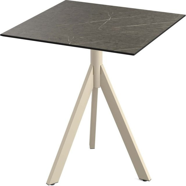 Feros Infinity Tripod Terrassentisch mit HPL-Platte, quadratisch, sand/braun, B/T/H: 70 x 70 x 74 cm - Bild 1