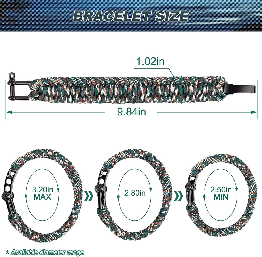 Paracord-Überlebensarmband, Camo, verstellbar, Unisex - Bild 2