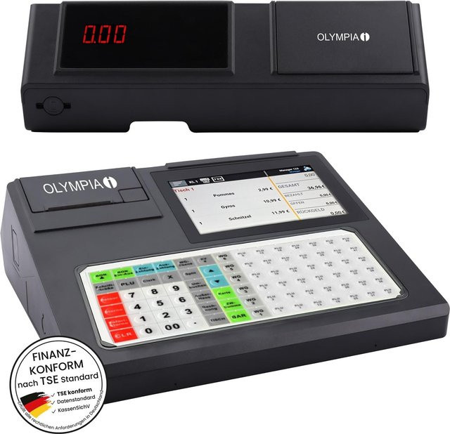 Olympia Registrierkasse K200 Plus in Schwarz mit Android 11, 7 Zoll Display, Thermodruck und USB-A/LAN-Anschluss - Bild 1