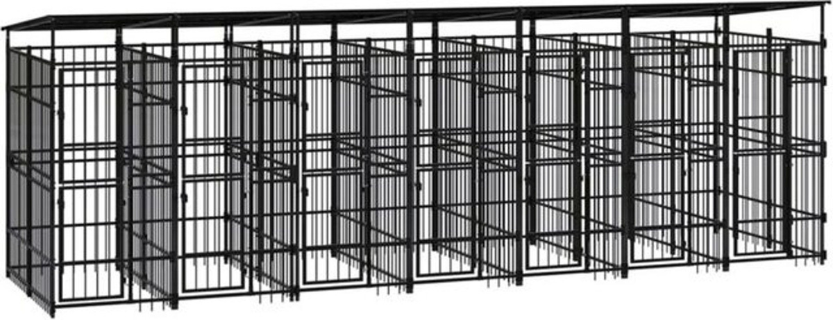 Vidaxl Outdoor-Hundezwinger aus Stahl mit Dach in Schwarz, 12,9 m² - Bild 1