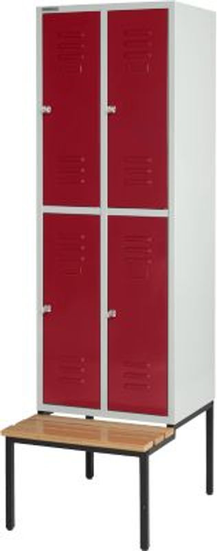 Schäfer Shop Select Kleiderspind mit Sitzbank, 2x2 Abteile, Zylinderschloss, Farbe: Rubinrot - Bild 2