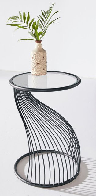 Beistelltisch Heine Home in Schwarz mit runder Glasplatte und lackiertem Metallgestell, B/T/H: 38,5 x 53,5 x 53,5 cm - Bild 1