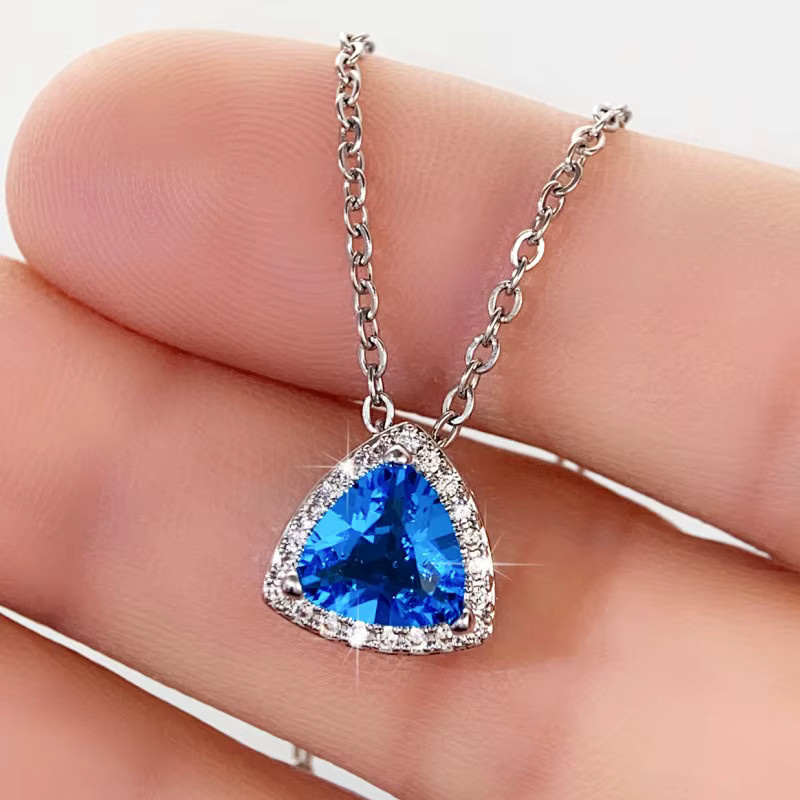 Huitan Halskette mit Anhänger, blaue Zirkonia, Damen - Bild 6