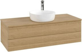 V&B Waschtischunterschrank Antao mit Frontstruktur und Beleuchtung in Honig Eiche, B/T/H: 120 x 50 x 36 cm - Bild 1
