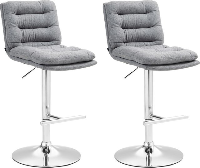2er Set Barhocker Damar von CLP in Grau mit Stoffbezug, höhenverstellbare und drehbare Barstühle mit Rückenlehne und Fußstütze - Bild 1