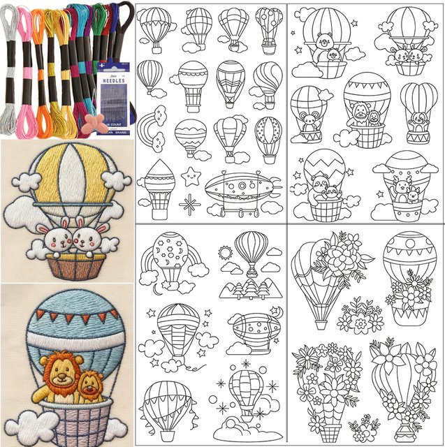 35 Stück wasserlösliche Ballon-Stickerei-Patches mit DIY-Tier-Vliesmustern für Erwachsene - Bild 1
