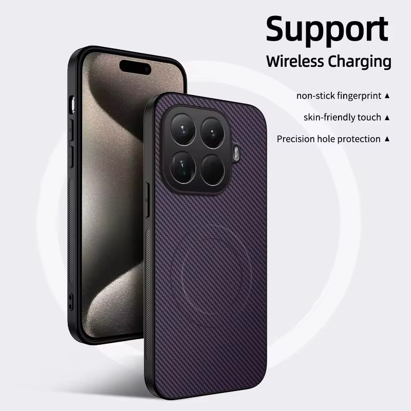 Magnetische Schutzhülle für Xiaomi 15T Pro mit Carbonfaser und Ledertextur, MagSafe kompatibel, stoßfest, in Schwarz oder Grau - Bild 5