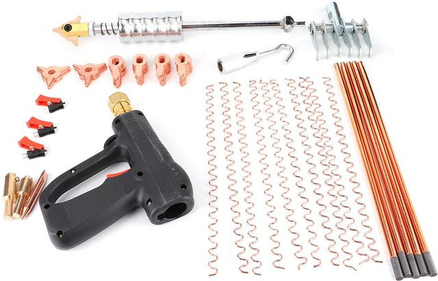 TOMTOP 86-teiliges Dent Puller Stud Schweißer Kit aus Stahl für Auto Spot Reparatur mit Schweißhammer und Spot Welding Gun in Multicolor - Bild 1