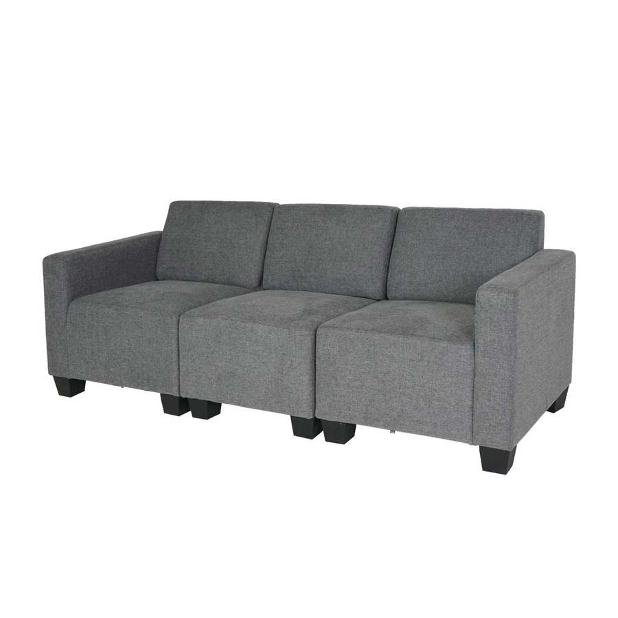 MCW Moncalieri Modular 3-Sitzer Sofa in Grau mit Stoffbezug und Armlehnen, B/T/H: 193 x 72 x 76 cm - Bild 2