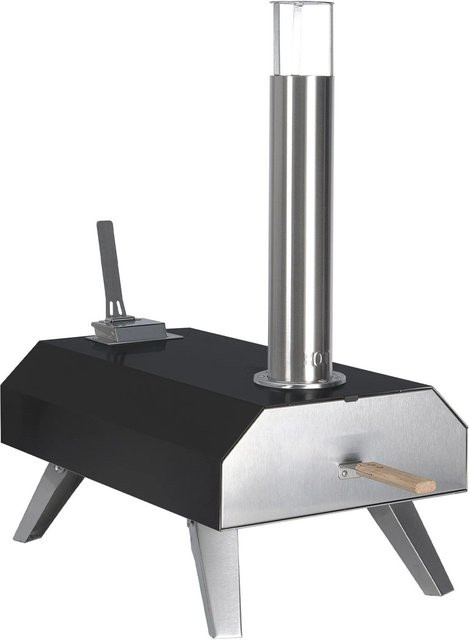 Relaxdays Tisch-Pizzaofen aus Stahl in Schwarz und Silber, pelletbetrieben mit Pizzastein, B/T/H: 72 x 36 x 68 cm - Bild 1