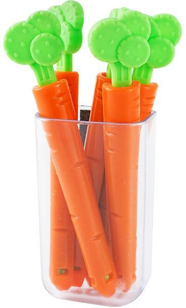 SEEQS Lebensmittel-Verschlussclips in Karottenform, 5er-Set zur Aufbewahrung von Snacks und Brot, Grün und Orange - Bild 1