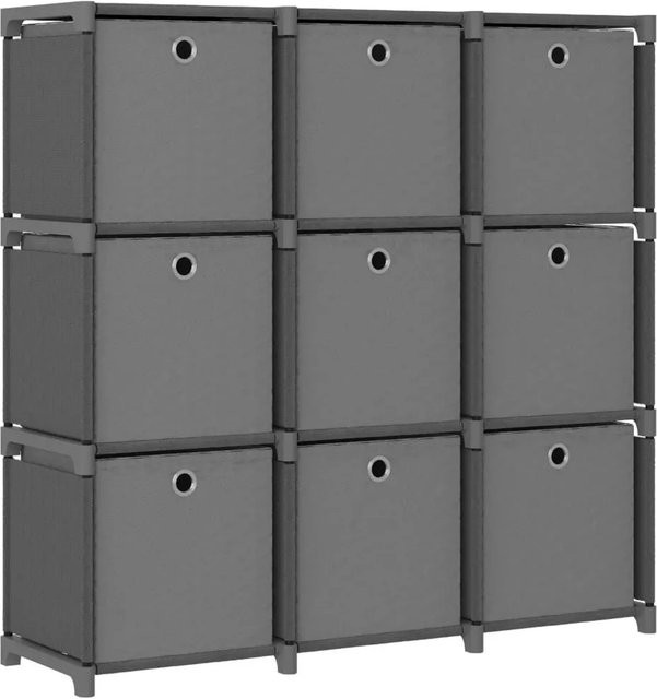 vidaXL Würfelregal mit 9 Boxen in Grau, B/T/H: 103 x 30 x 107,5 cm - Bild 1