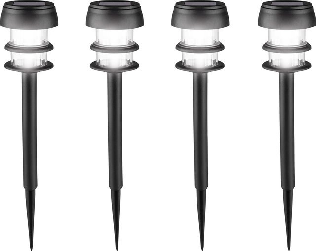 LIVARNO Solar LED Bodengartenleuchten aus Kunststoff in Schwarz, 4er-Set, schmal mit Dämmerungssensor und IP44 Schutzklasse - Bild 1