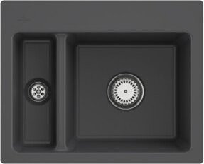 Villeroy & Boch Subway 60 XM Flat bündige Spüle aus Keramik in Graphit mit Ablauffläche und Handbetätigung, Breite: 60 cm - Bild 1