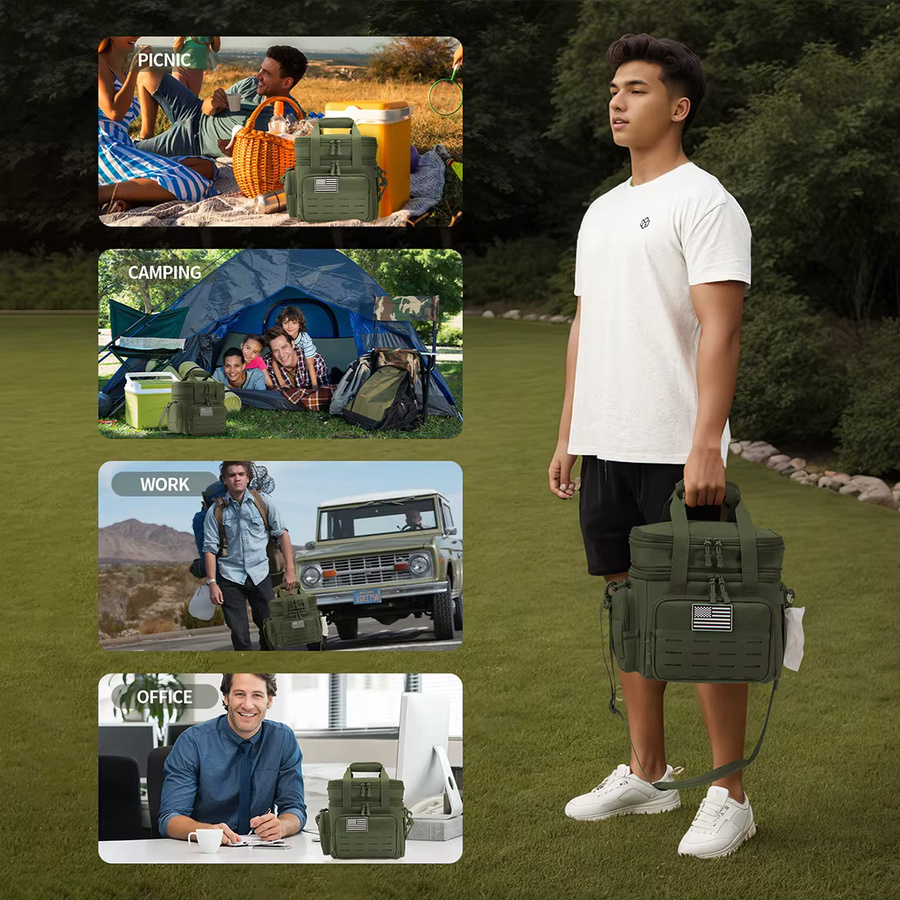 ReFire Gear Taktische Lunchbox, isolierte und auslaufsichere Kühltasche für Outdoor und Camping, Schwarz oder Grün, B/T/H: 28,5 x 28,0 x 1 d cm - Bild 6