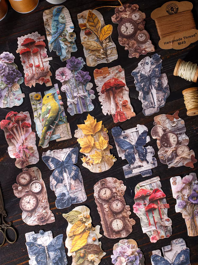 mr.paper Vintage Blumen Aufkleber mit Natur-Motiven für DIY Scrapbooking und Handyhüllen, 20 Stück, Multicolour - Bild 2