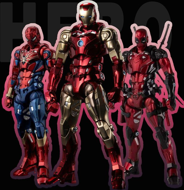 HEROCROSS Iron Man Spider-Man Deadpool Bausatz-Actionfigur, Modellbausatz - Bild 1