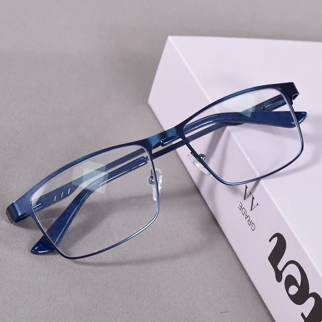 UKGF Lesebrille Herren, Vollrand, quadratisch, Metall, blau - Bild 1
